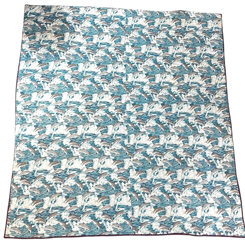 VTG Handmade Dolphin‎ Quilt 90s Y2K Ocean Orca Patchwork Nostalgic Twin Throw